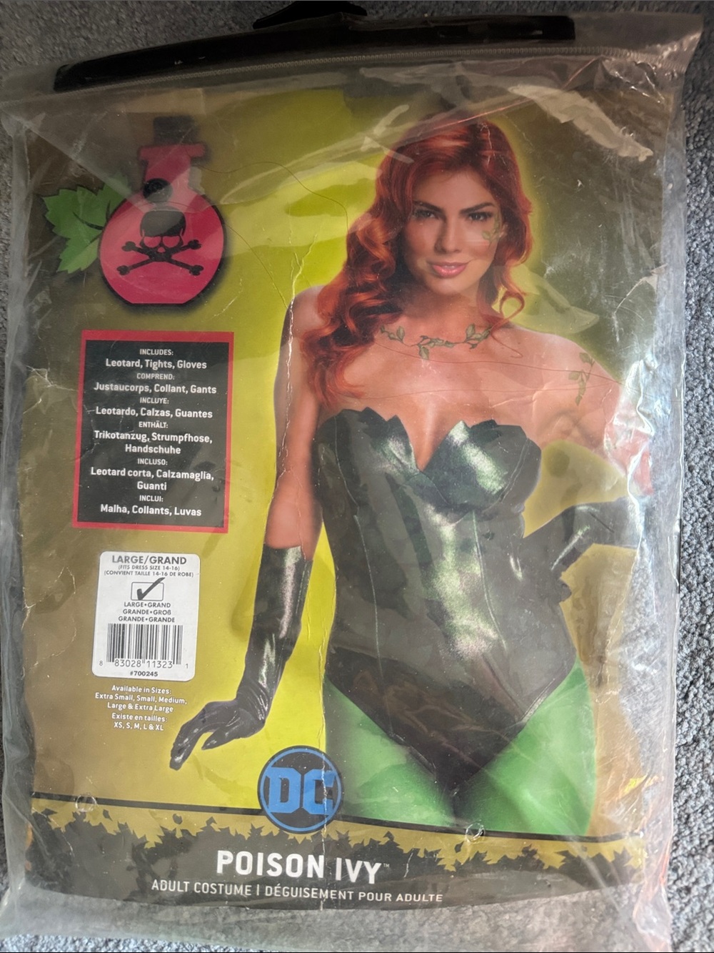 DC Poison Ivy Women's Costume in Green and Black with Red Wig
